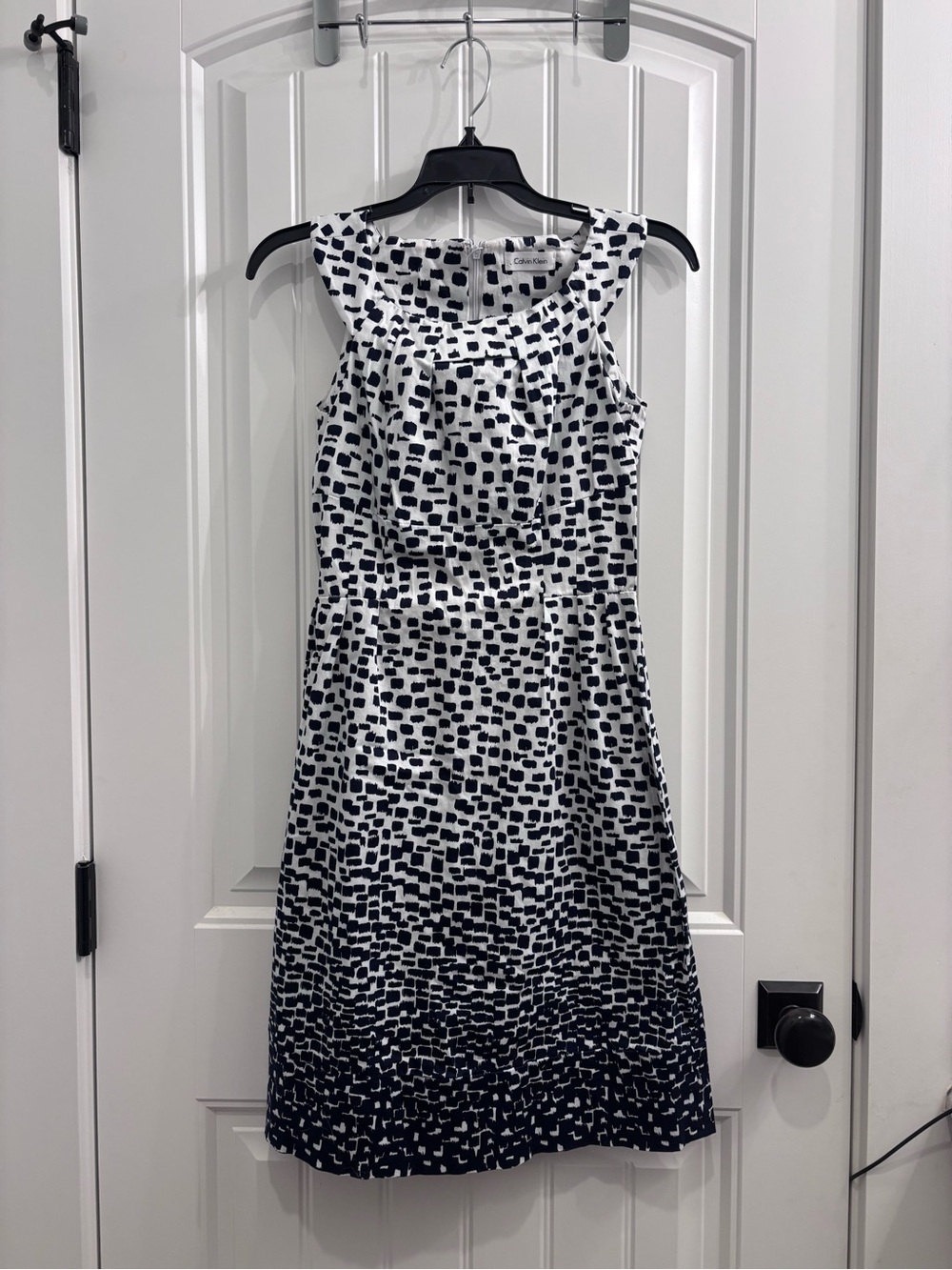 Calvin Klein Black and White Dot-Print Sleeveless Dress